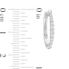 Thumbnail Image 1 of 0.25 CT. T.W. Diamond Graduated Oval Hoop Earrings in 10K White Gold