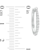 Thumbnail Image 2 of 0.25 CT. T.W. Diamond Graduated Oval Hoop Earrings in 10K White Gold