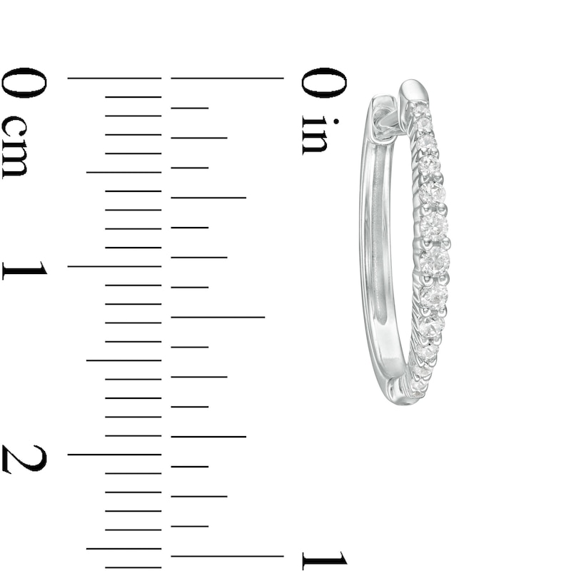 Main Image 2 of 0.25 CT. T.W. Diamond Graduated Oval Hoop Earrings in 10K White Gold