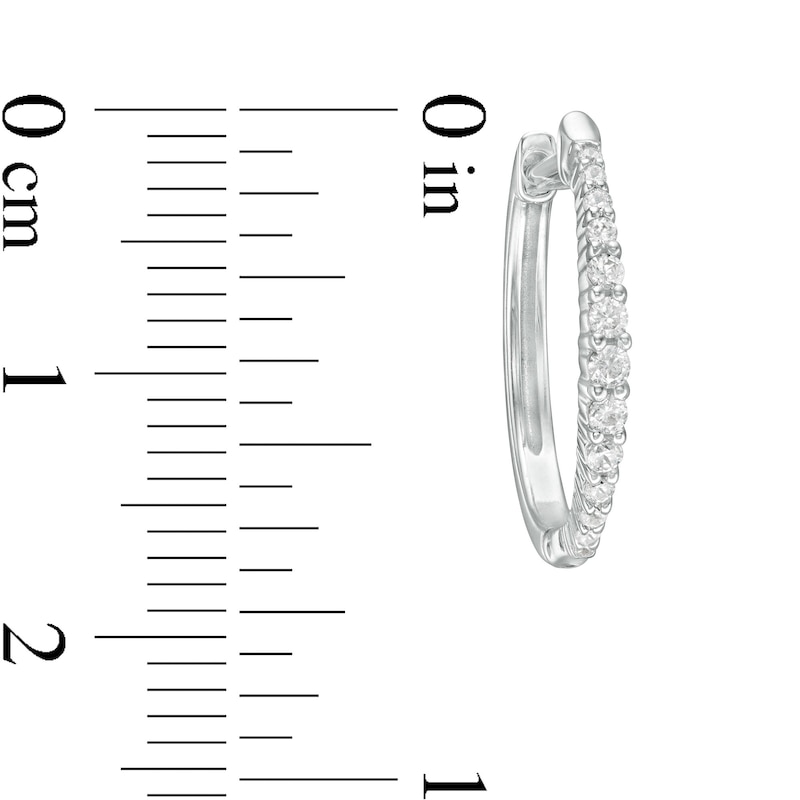 0.25 CT. T.W. Diamond Graduated Oval Hoop Earrings in 10K White Gold