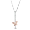 Thumbnail Image 1 of 0.065 CT. T.W. Diamond Butterfly Pendant in Sterling Silver and 10K Rose Gold