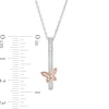 Thumbnail Image 3 of 0.065 CT. T.W. Diamond Butterfly Pendant in Sterling Silver and 10K Rose Gold