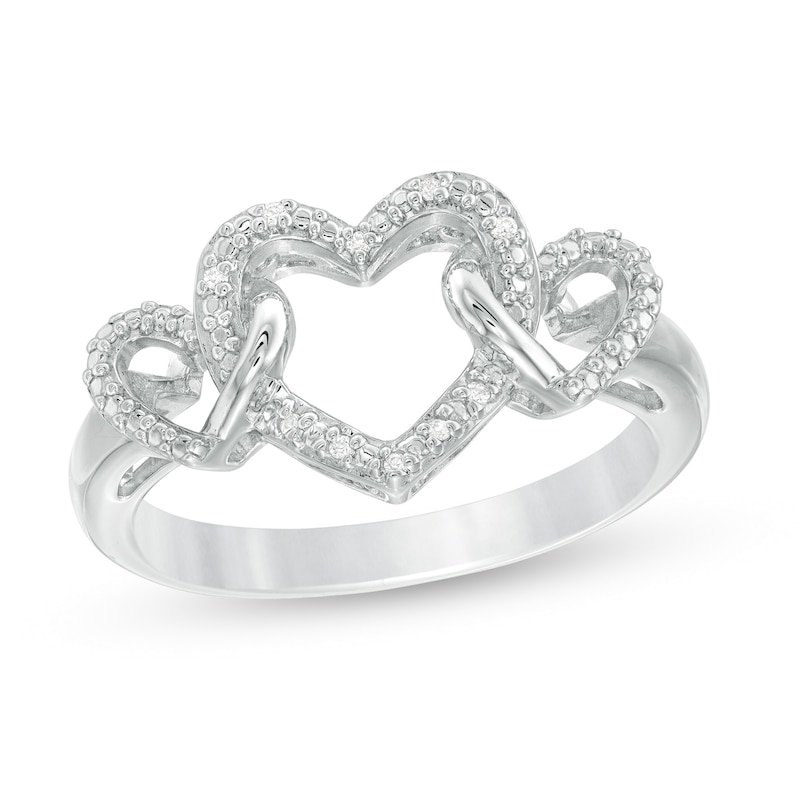 Diamond Accent Triple Intertwined Heart Ring in Sterling Silver|Peoples Jewellers