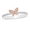 Thumbnail Image 1 of 0.065 CT. T.W. Diamond Butterfly Ring in Sterling Silver and 10K Rose Gold