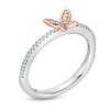 Thumbnail Image 3 of 0.065 CT. T.W. Diamond Butterfly Ring in Sterling Silver and 10K Rose Gold