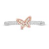Thumbnail Image 4 of 0.065 CT. T.W. Diamond Butterfly Ring in Sterling Silver and 10K Rose Gold