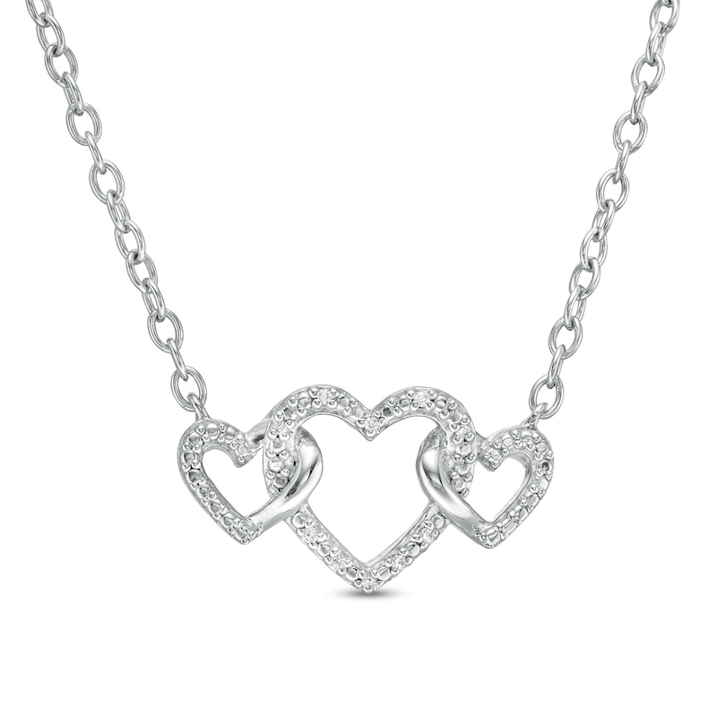 Diamond Accent Triple Intertwined Heart Necklace in Sterling Silver - 17"|Peoples Jewellers