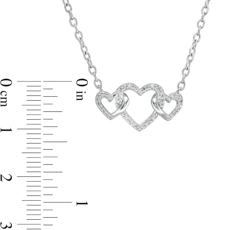 Main Image 3 of Diamond Accent Triple Intertwined Heart Necklace in Sterling Silver - 17"