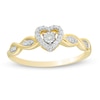 Thumbnail Image 0 of 0.10 CT. T.W. Diamond Heart-Shaped Frame Twist Promise Ring in 10K Gold