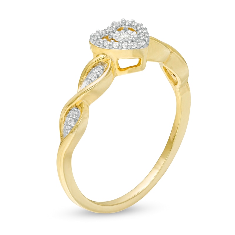 0.10 CT. T.W. Diamond Heart-Shaped Frame Twist Promise Ring in 10K Gold