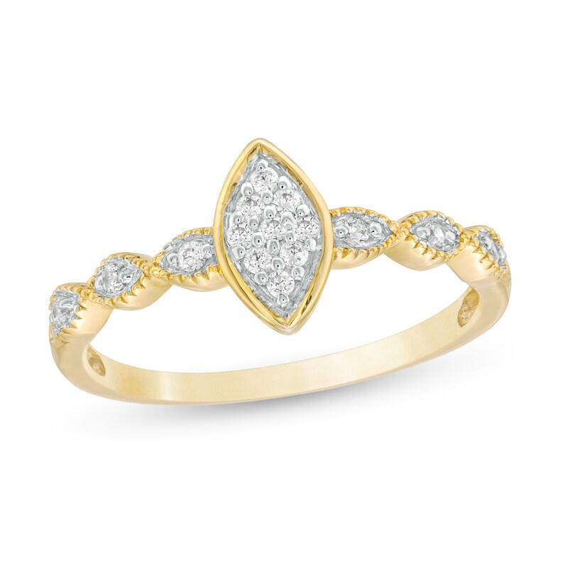 Main Image 1 of 0.10 CT. T.W. Composite Marquise Diamond Art Deco Promise Ring in 10K Gold