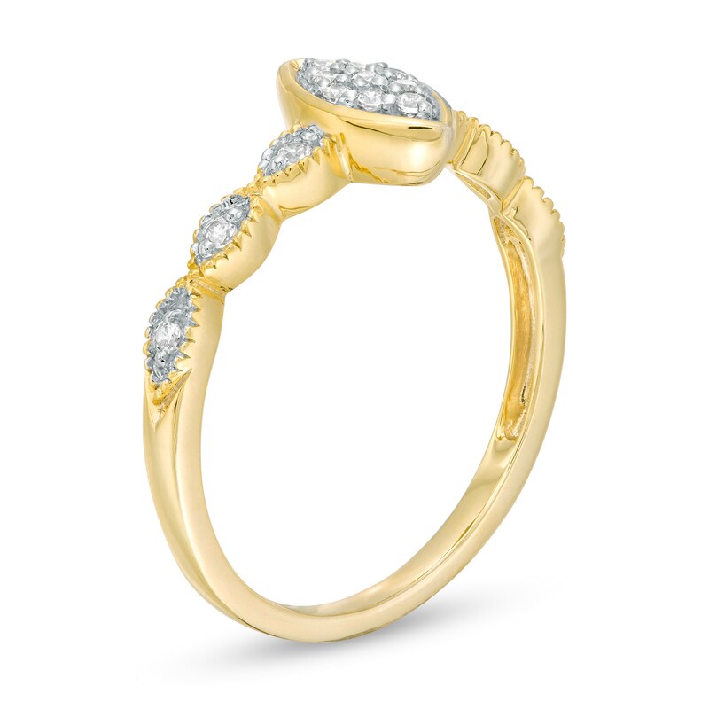 0.10 CT. T.W. Composite Marquise Diamond Art Deco Promise Ring in 10K Gold