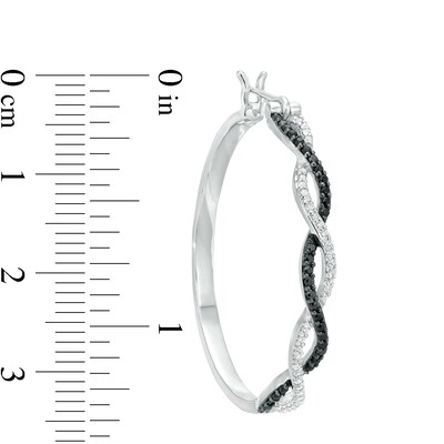 0.45 CT. T.W Enhanced Black and White Diamond Twist Hoop Earrings in Sterling Silver