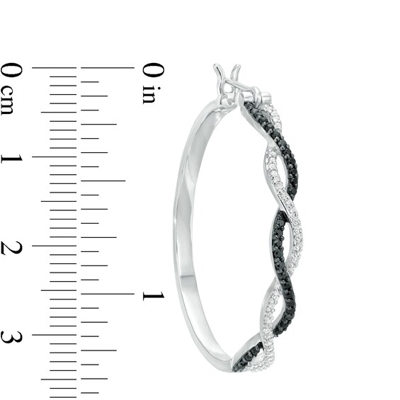 0.45 CT. T.W Enhanced Black and White Diamond Twist Hoop Earrings in Sterling Silver