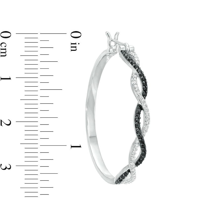 0.45 CT. T.W Enhanced Black and White Diamond Twist Hoop Earrings in Sterling Silver|Peoples Jewellers