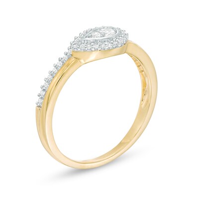0.25 CT. T.W. Composite Diamond Sideways Pear-Shaped Frame Promise Ring in 10K Gold