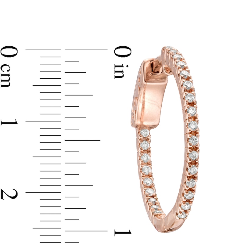 Main Image 2 of 0.50 CT. T.W. Diamond Inside-Out Hoop Earrings in 10K Rose Gold