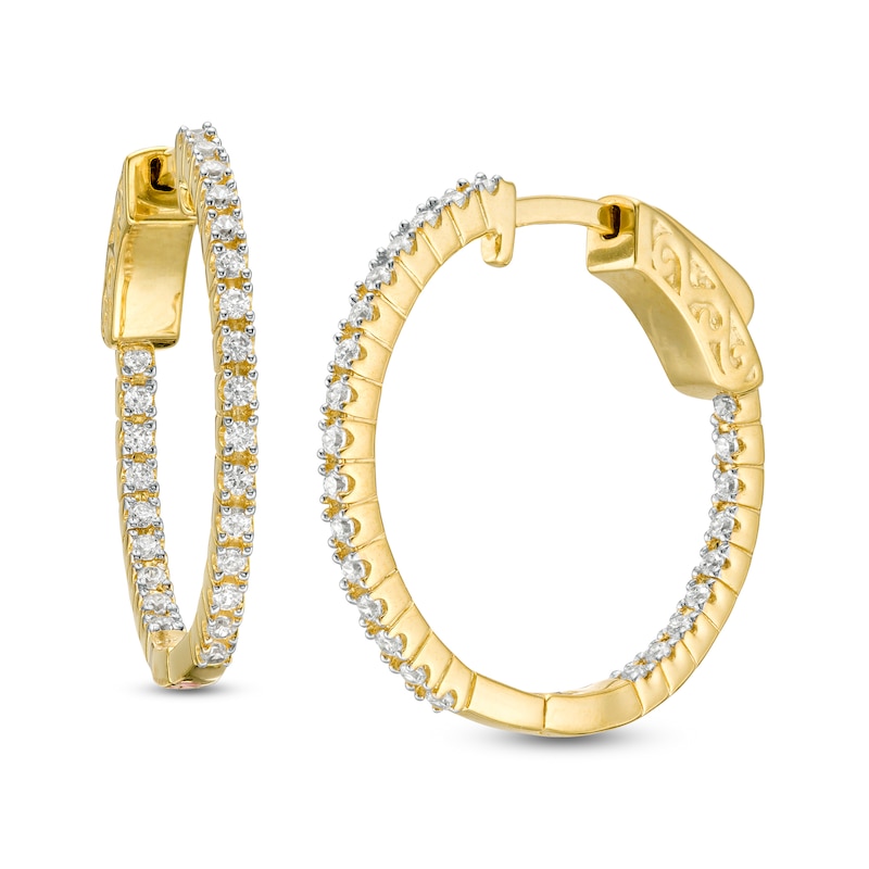 0.50 CT. T.W. Diamond Inside-Out Hoop Earrings in 10K Gold