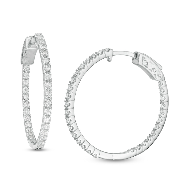 1.00 CT. T.W. Diamond Inside-Out Hoop Earrings in 10K White Gold