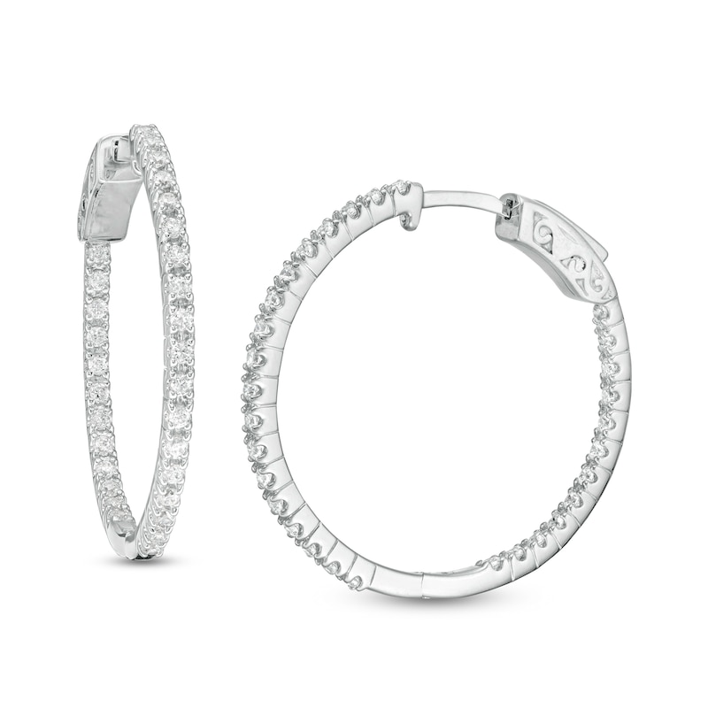 CT. T.W. Diamond Inside-Out Hoop Earrings in 10K White Gold