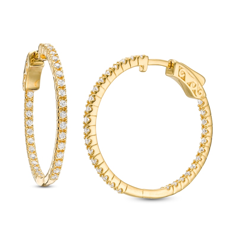 1.00 CT. T.W. Diamond Inside-Out Hoop Earrings in 10K Gold