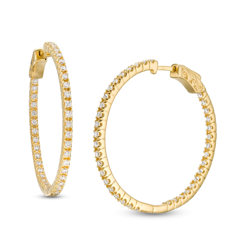 1.50 CT. T.W. Diamond Inside-Out Hoop Earrings in 10K Gold