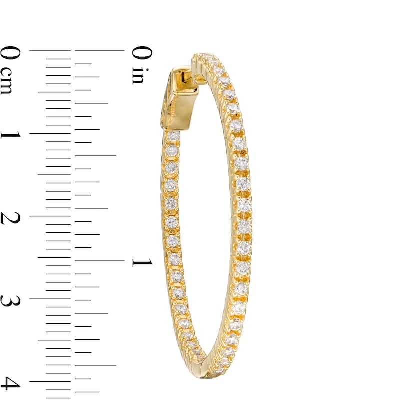 Main Image 2 of 1.50 CT. T.W. Diamond Inside-Out Hoop Earrings in 10K Gold