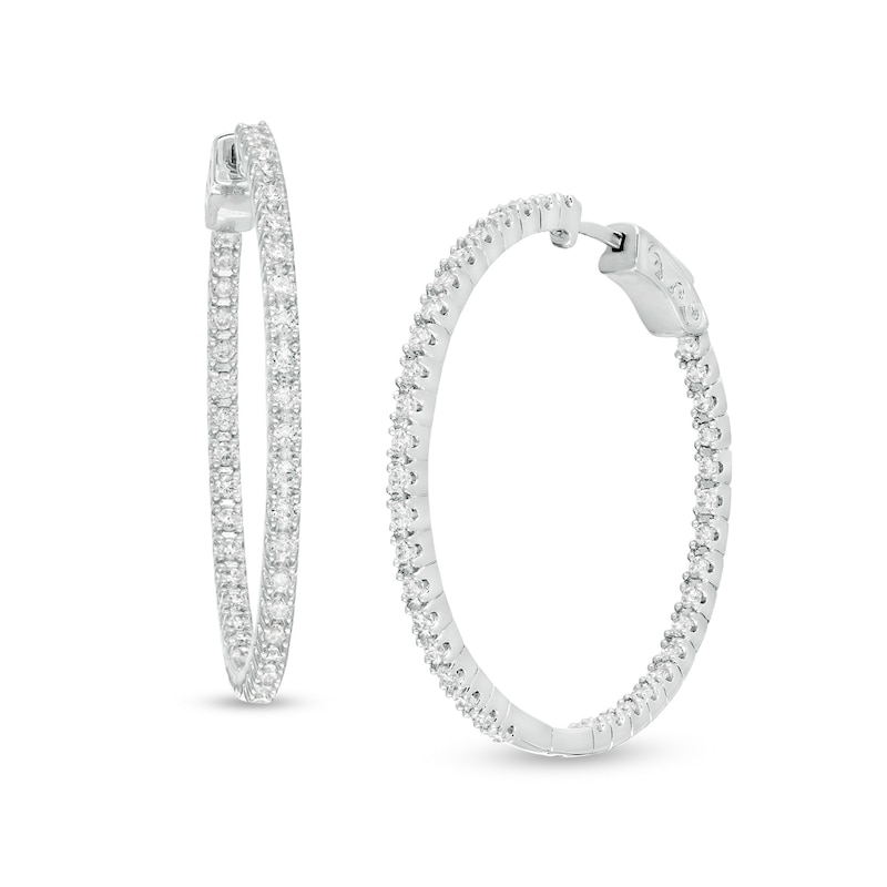 CT. T.W. Diamond Inside-Out Hoop Earrings in 10K Gold