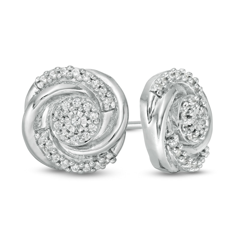 Main Image 1 of 0.145 CT. T.W. Composite Diamond Swirl Stud Earrings in 10K White Gold