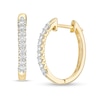 Thumbnail Image 1 of 0.25 CT. T.W. Diamond Oval Hoop Earrings in 10K Gold