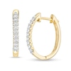 Thumbnail Image 0 of 0.25 CT. T.W. Diamond Oval Hoop Earrings in 10K Gold