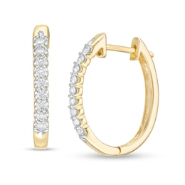 0.25 CT. T.W. Diamond Oval Hoop Earrings in 10K Gold