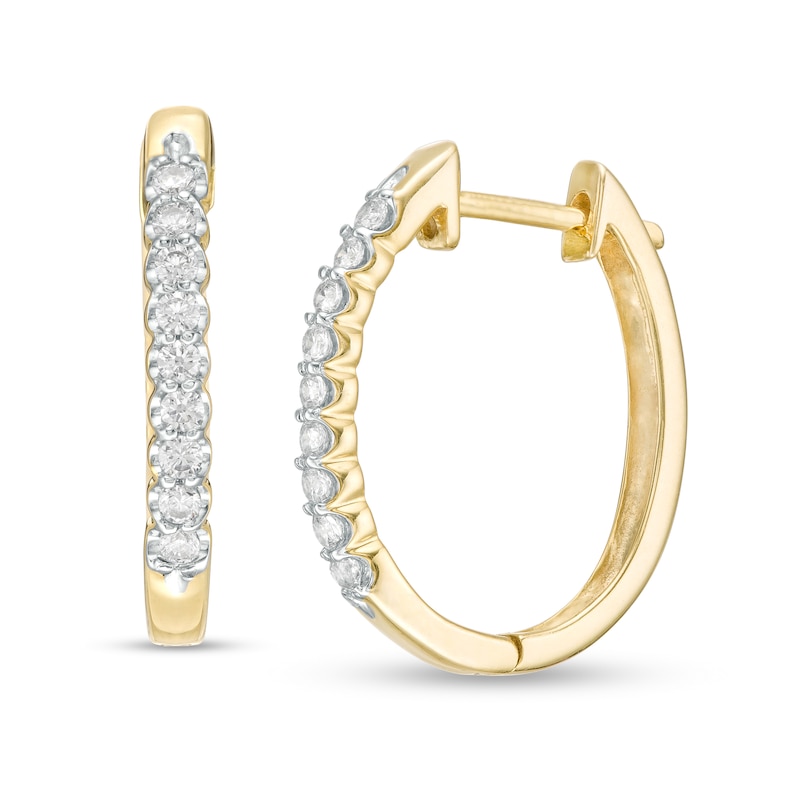 0.25 CT. T.W. Diamond Oval Hoop Earrings in 10K Gold