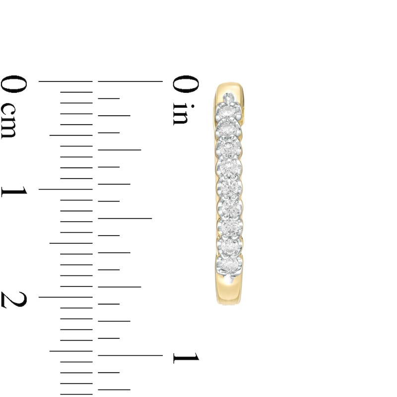 Main Image 2 of 0.25 CT. T.W. Diamond Oval Hoop Earrings in 10K Gold