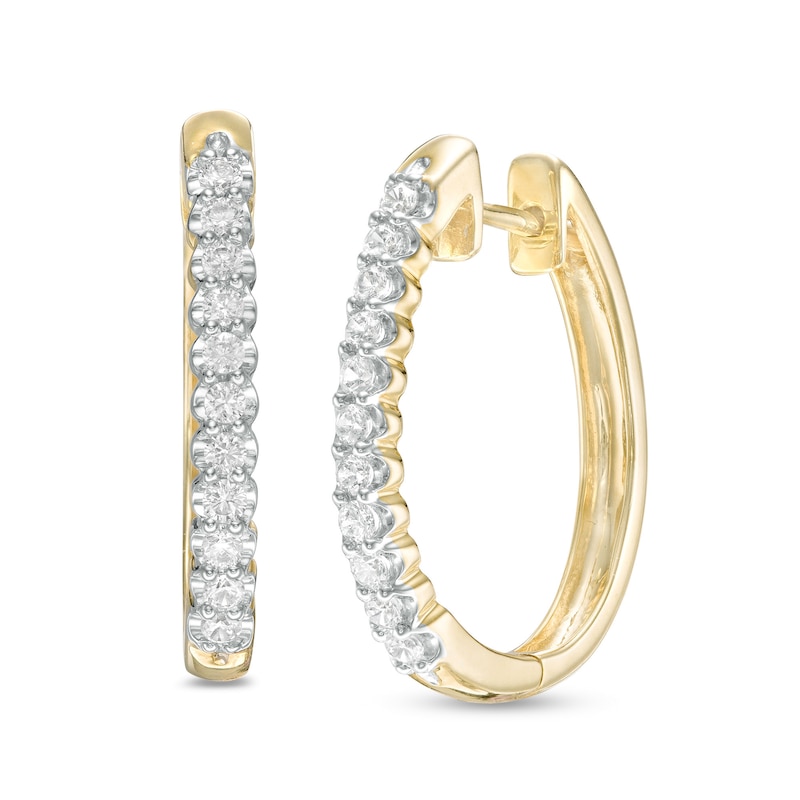 0.50 CT. T.W. Diamond Oval Hoop Earrings in 10K Gold