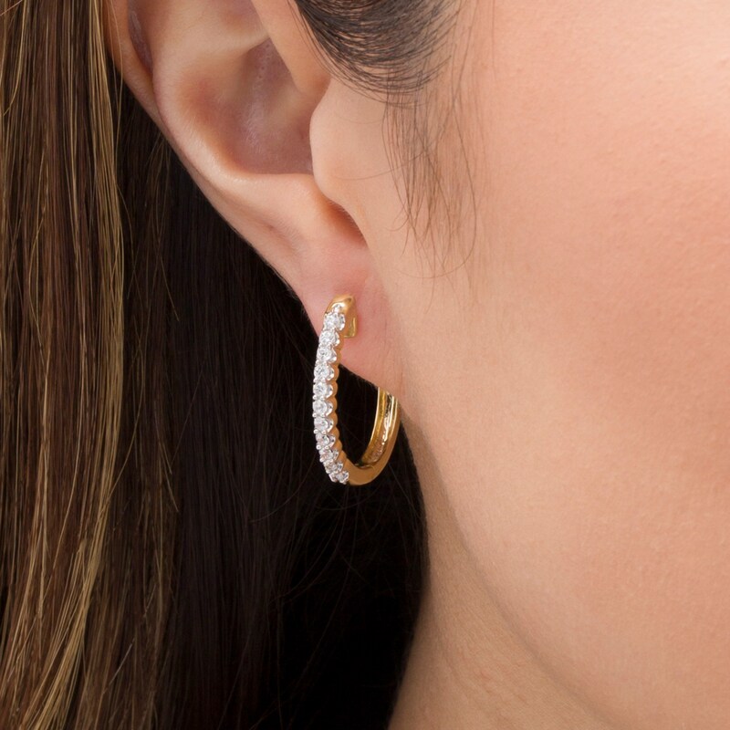 0.50 CT. T.W. Diamond Oval Hoop Earrings in 10K Gold