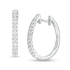 Thumbnail Image 0 of 0.50 CT. T.W. Diamond Oval Hoop Earrings in 10K White Gold