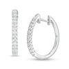 Thumbnail Image 1 of 0.50 CT. T.W. Diamond Oval Hoop Earrings in 10K White Gold