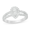 Thumbnail Image 0 of 0.75 CT. T.W. Pear-Shaped Diamond Frame Split Shank Vintage-Style Engagement Ring in 14K White Gold