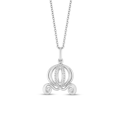 Enchanted Disney Cinderella 0.15 CT. T.W. Diamond Carriage Pendant in Sterling Silver - 24"