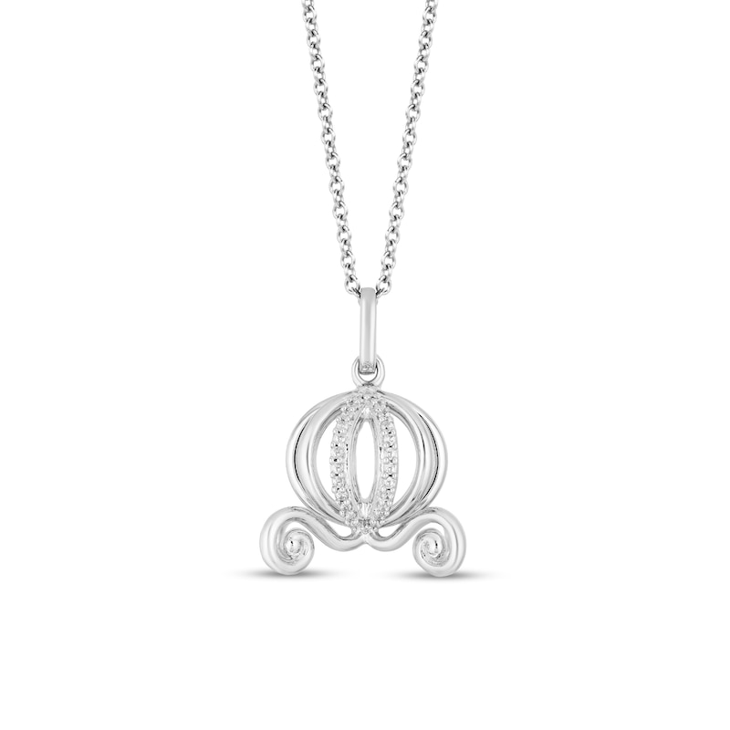 Main Image 1 of Enchanted Disney Cinderella 0.15 CT. T.W. Diamond Carriage Pendant in Sterling Silver - 24"