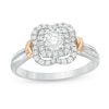 Thumbnail Image 1 of 0.30 CT. T.W. Diamond Scallop Frame Collar Vintage-Style Engagement Ring in 14K Two-Tone Gold