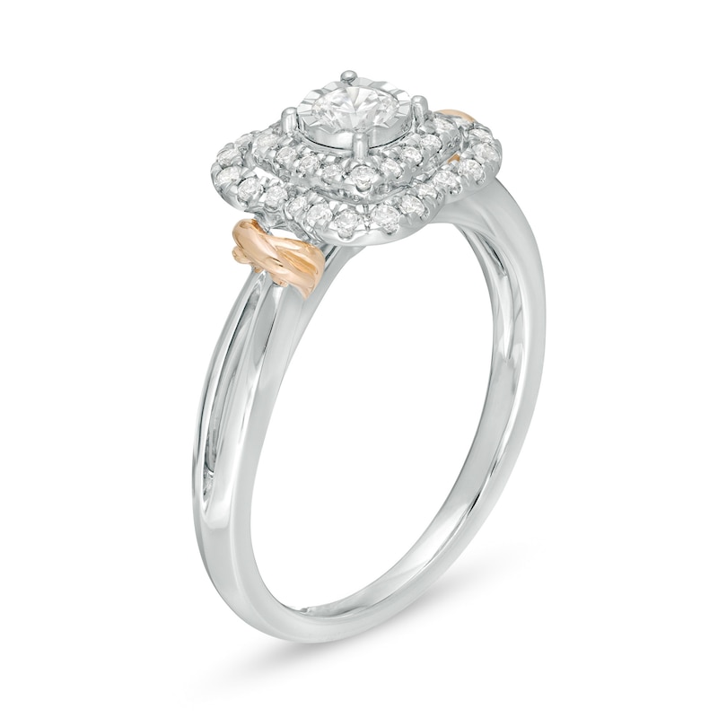 0.30 CT. T.W. Diamond Scallop Frame Collar Vintage-Style Engagement Ring 14K Two-Tone Gold