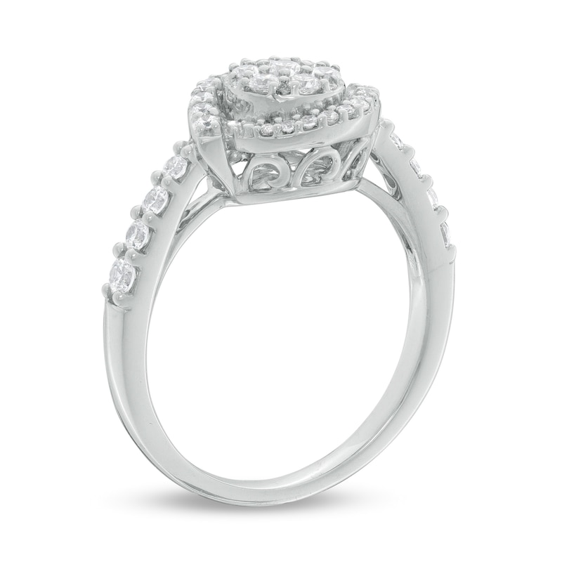 0.60 CT. T.W. Composite Diamond Frame Whirlwind Ring in 10K White Gold