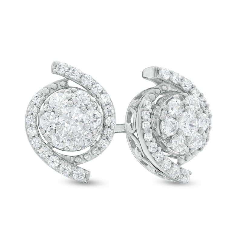 0.60 CT. T.W. Composite Diamond Whirlwind Stud Earrings in 10K White Gold