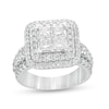 Thumbnail Image 0 of 2.81 CT. T.W. Quad Princess-Cut Diamond Double Frame Engagement Ring in 14K White Gold