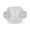 Thumbnail Image 3 of 2.81 CT. T.W. Quad Princess-Cut Diamond Double Frame Engagement Ring in 14K White Gold