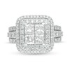2.81 CT. T.W. Quad Princess-Cut Diamond Double Frame Engagement Ring in 14K White Gold
