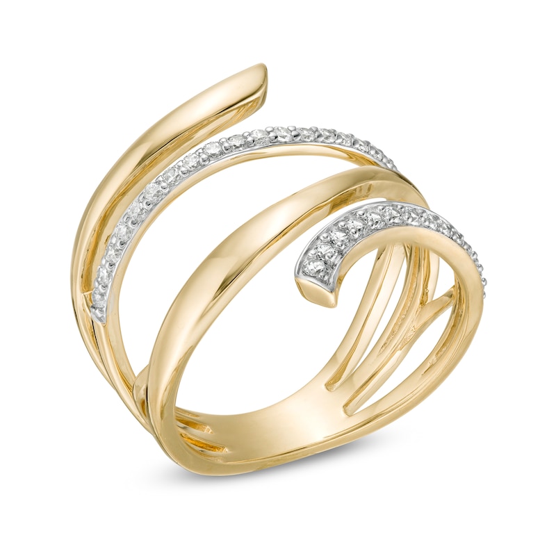 Main Image 3 of 0.23 CT. T.W. Diamond Wrap Multi-Row Ring in 10K Gold
