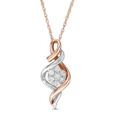 0.145 CT. T.W. Composite Diamond Cascading Flame Pendant in 10K Two-Tone Gold